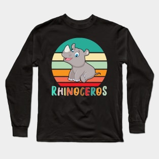 Vintage Retro Rhinoceros Long Sleeve T-Shirt